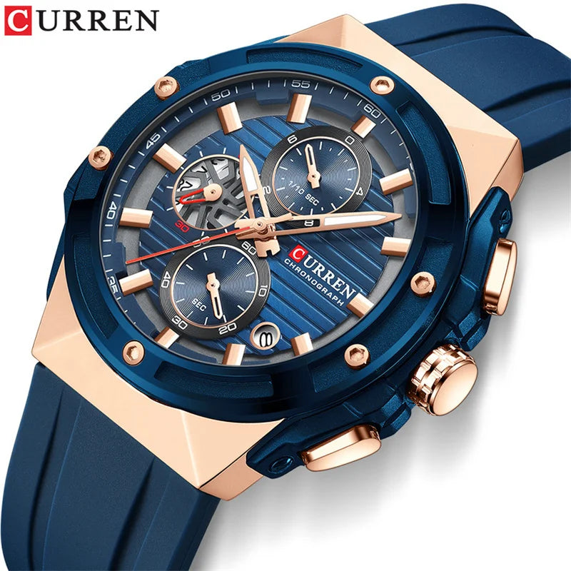 Curren 8462 Top Brand Luxury Men Watch Silicone Sports Quartz Mens Watches