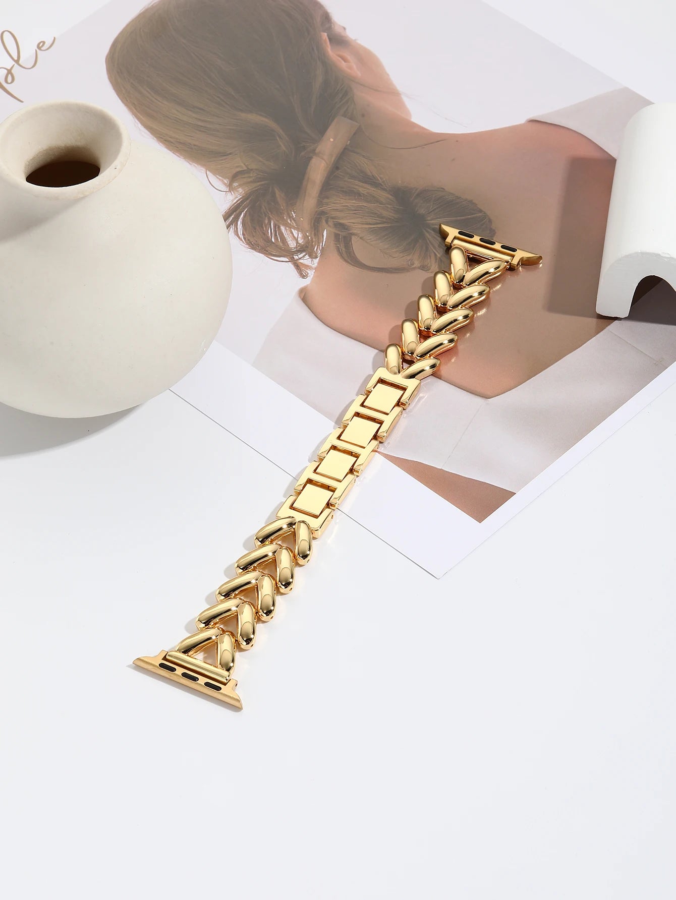 Luxury Gold Watch Band For Apple Watch Stainless Steel Women Bracelet