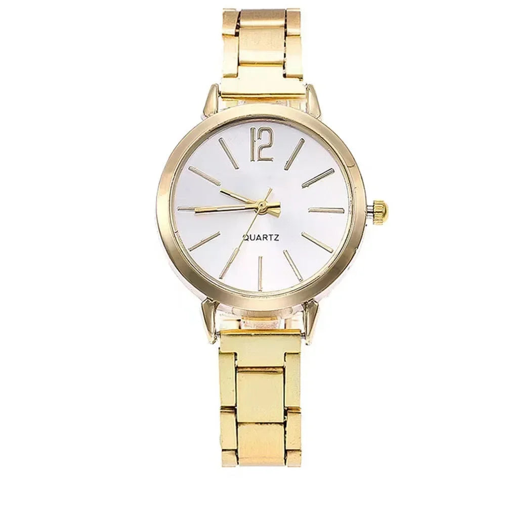 Ladies Fashion Simple Digital Alloy with Quartz Watch Bracelet 2pcs Set Luxury Women Simple Dial Ladies Watches Reloj Mujer
