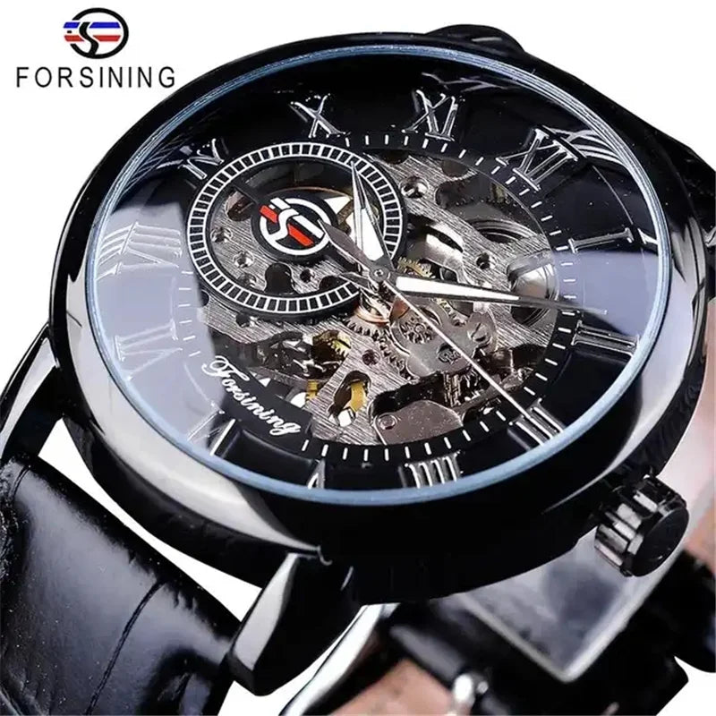 FORSINING 99A Men Mechanical Watches Luxury Fashion Elegant Genuine Leather Strap Wrist Watches for Male Clock