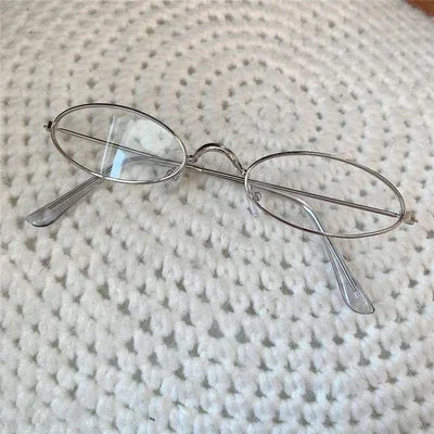 Japanese Harajuku Small Metal Oval Glasses Frame for Women No Makeup Fashion Anti-blue Glasses Men Fashion Anime Cosplay Props
