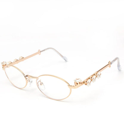 Japanese Small Oval Rhinestone Eyeglasses Frame for Women
