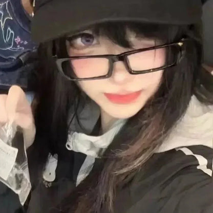 Black Amber VintageY2K Frame Glasses for Women Small Square Eyeglass