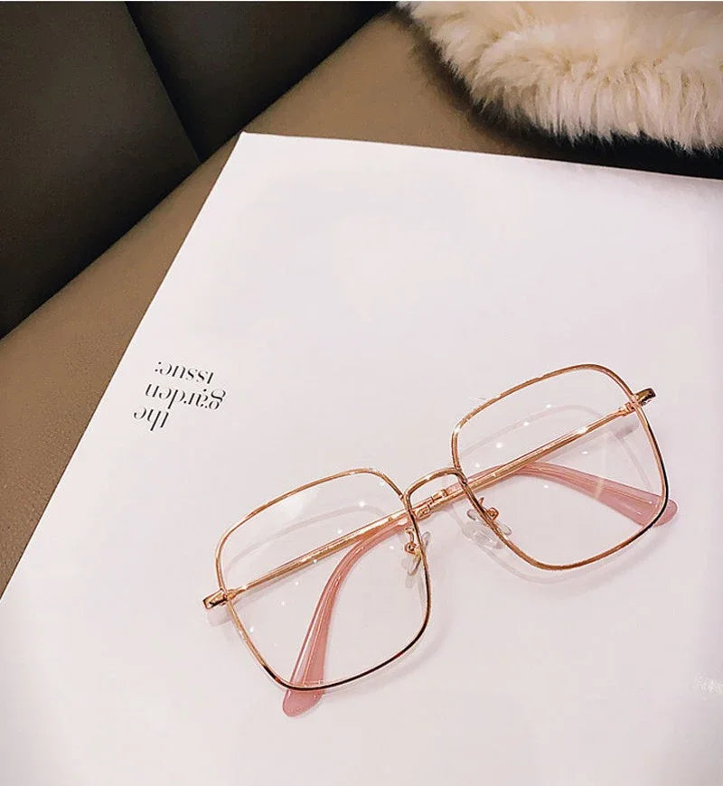 Anti Blue Light Reading Glasses Women Fashion Glitter Anti Blue Light Presbyopic Eyeglasses Frame Oversize Metal Eyewear óculos