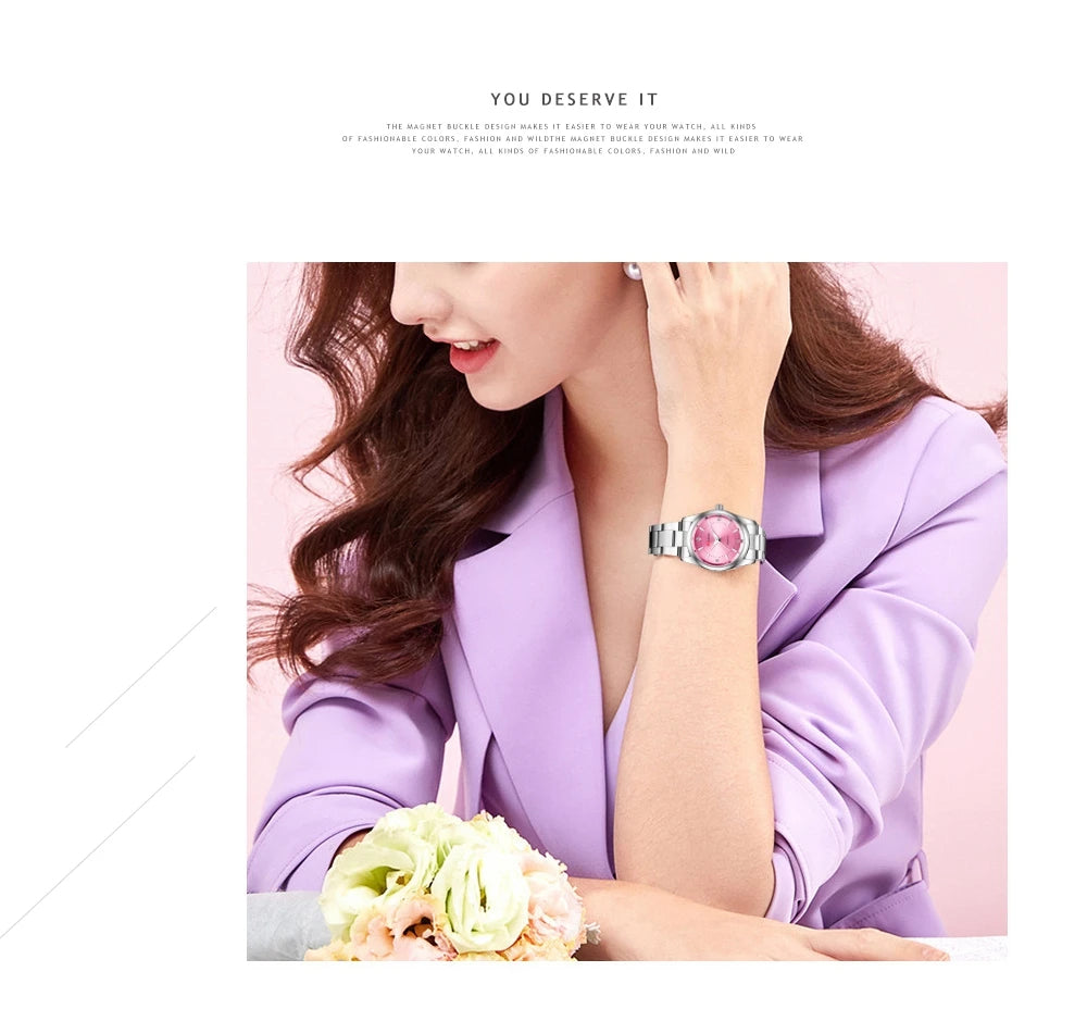 Luxury Women's Watch  Pink Minimalist Girl Clock Outdoor Travel Women Wrist Watches