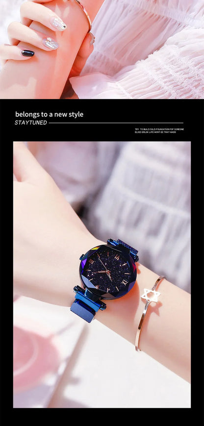 Luxury Starry Sky Women Watches Magnetic Mesh Belt Band Watch Women's Fashion Dress Wristwatch Zegarek Damski Reloj Mujer