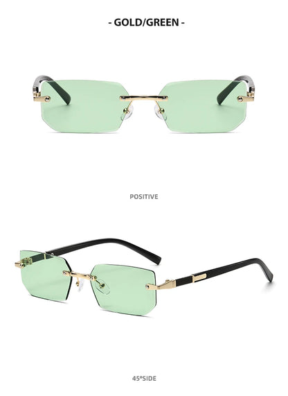Trendy Rimless Sunglasses for Men Women Fashion Frameless Rectangle Sun Glasses