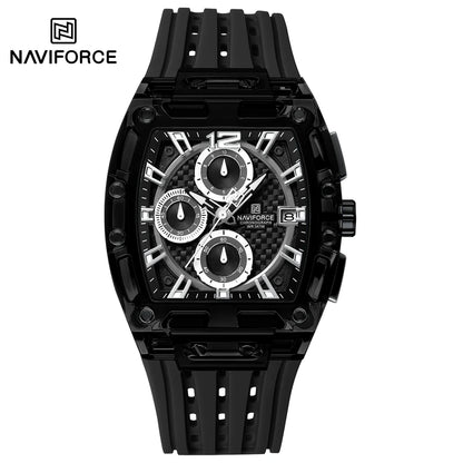 Naviforce 7105 Casual New Chronograph Mul-tifunction Watches Sports Silicone Man Transparent Case Wristwatch