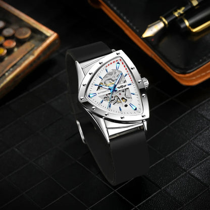 Winner 395R Silicone Sport Men's Luminous Watches Skeleton Automatic Mechanical Watch