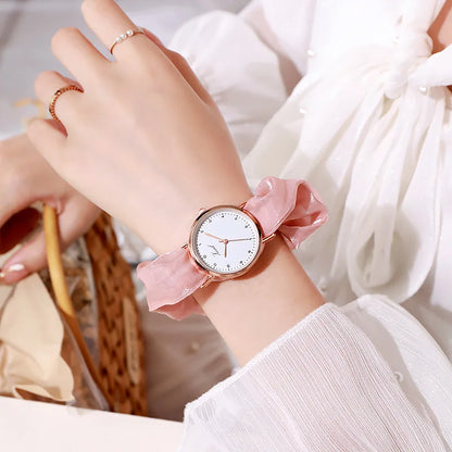 Montre Femme Creative Ribbon Women's Quartz Watches Ladies Color Fabric Belt Wristwatch for Women Stylish Dress Reloj Mujer
