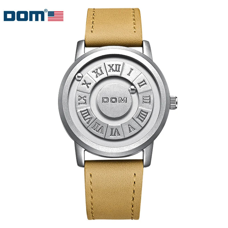 DOM 1345 Fashion New Personalized Floating Magnetic Pointer Free Ball Bearing Creative Waterproof Quartz Watch for Men Clock