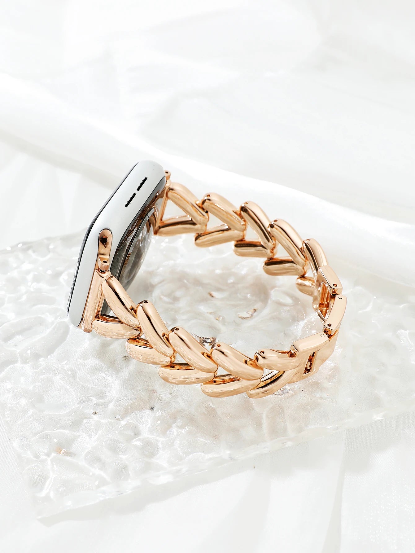 Luxury Gold Watch Band For Apple Watch Stainless Steel Women Bracelet