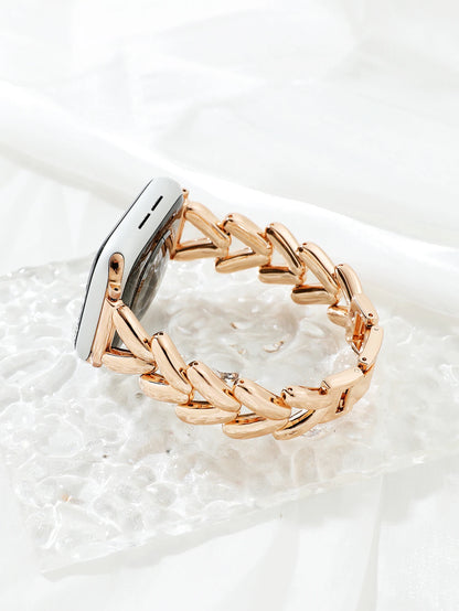 Luxury Gold Watch Band For Apple Watch Stainless Steel Women Bracelet