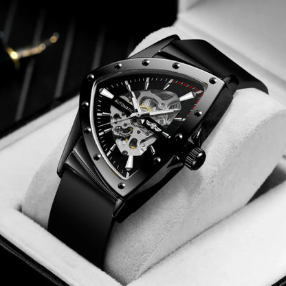 Winner 395R Silicone Sport Men's Luminous Watches Skeleton Automatic Mechanical Watch