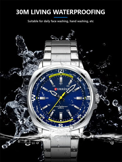 CURREN 8455 Top Brand Classic Business Watches Simple Men Business Stainless Steel Strap