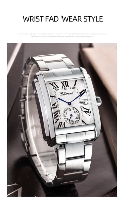 CHENXI 8216 Top Luxury Brand Square Silver Color Men Quartz Watches