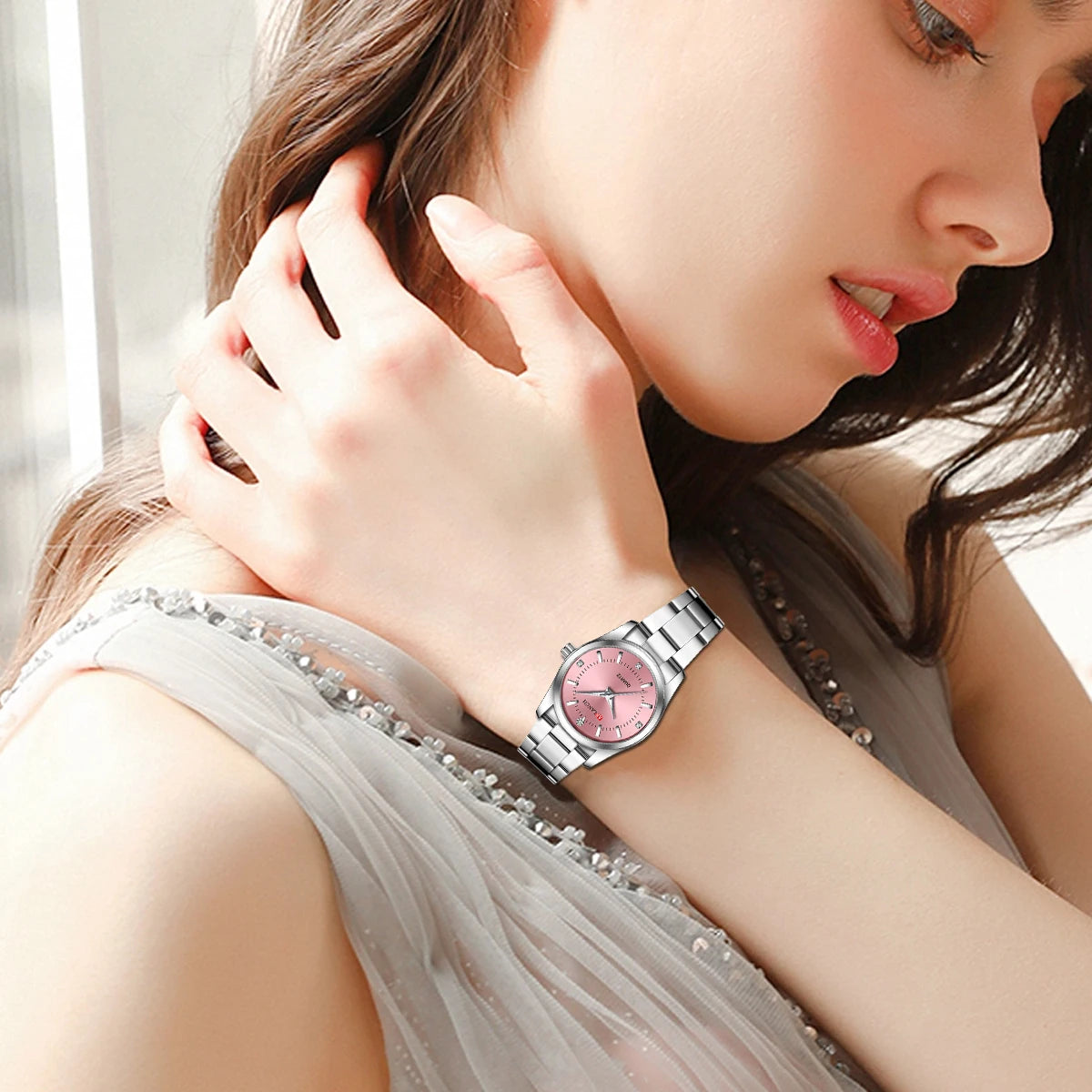 Luxury Women's Watch  Pink Minimalist Girl Clock Outdoor Travel Women Wrist Watches