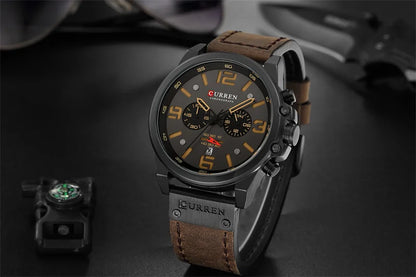 CURREN 8314 Men Quartz Watch Waterproof Chronograph Business Leather Belt Retro Watch For Men Watches Student Wristwatch Sports