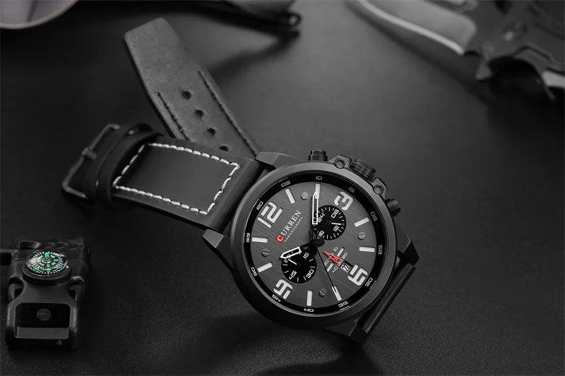 CURREN 8314 Men Quartz Watch Waterproof Chronograph Business Leather Belt Retro Watch For Men Watches Student Wristwatch Sports