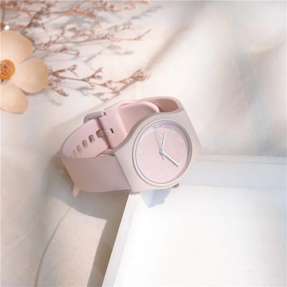 Candy Colors Silicone Strap Quartz Wristwatch Student Watch INS Korean Fashion Trendy Ladies Wristwatch Simple Versatile Clock
