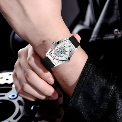 Winner 395R Silicone Sport Men's Luminous Watches Skeleton Automatic Mechanical Watch