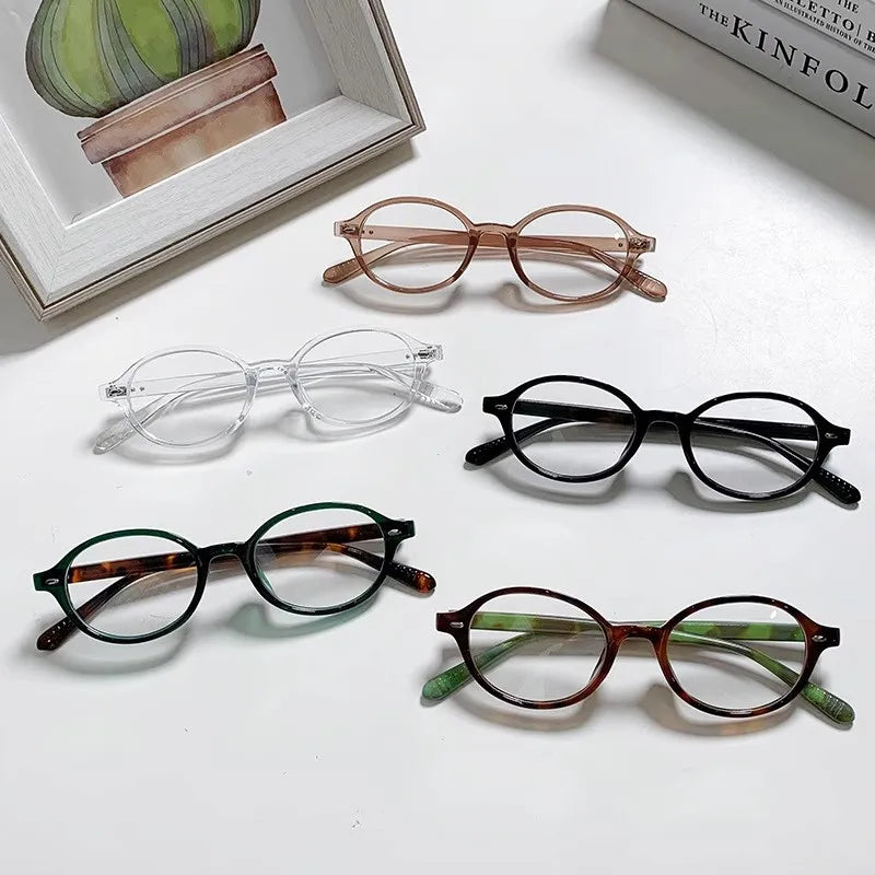 Y2K Retro Blue Green Oval Small Frame Glasses Frame Women's Anti Blue Light Glasses 2023 Fashion Style Eyeglasses Frame Eyewear