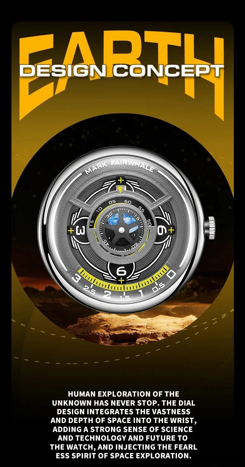 Mark Fairwhale 5990 Trendy Casual Earth 3D Relojes Hombre Fashionable Luminous Wristwatch  for Men