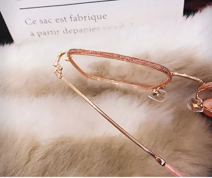 Anti Blue Light Reading Glasses Women Fashion Glitter Anti Blue Light Presbyopic Eyeglasses Frame Oversize Metal Eyewear óculos