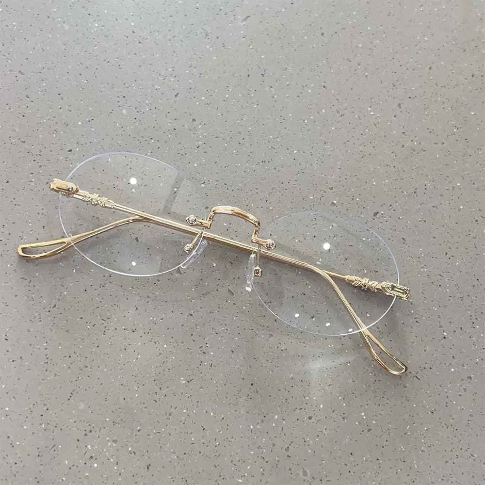 New Trendy Anti-blue Light Vintage Frameless Square Eyeglasses for Women Girls Blue Light Blocking Glasses Eyewear Accessories