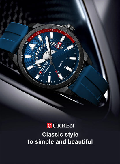 Curren 8421 Brand New Sport Silicone Quartz Men’s Watch Waterproof Wrist Watches