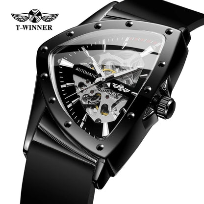 Winner 395R Silicone Sport Men's Luminous Watches Skeleton Automatic Mechanical Watch
