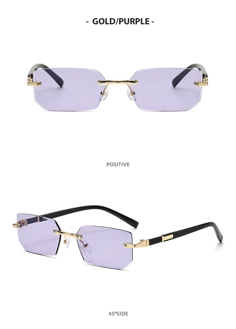 Trendy Rimless Sunglasses for Men Women Fashion Frameless Rectangle Sun Glasses