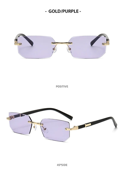 Trendy Rimless Sunglasses for Men Women Fashion Frameless Rectangle Sun Glasses