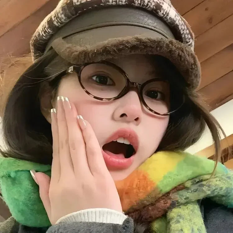 Y2K Retro Leopard Small Oval Frame Glasses Women Spice Girl Cool Eyewear New Black Reading Computer Anti Blue Light Eyeglasses