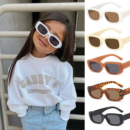 Children Cute Vintage Frosted Rectangle Sunglasses Outdoor Girls Boys Sweet Sun glasses Protection Classic Kids eyewear UV400