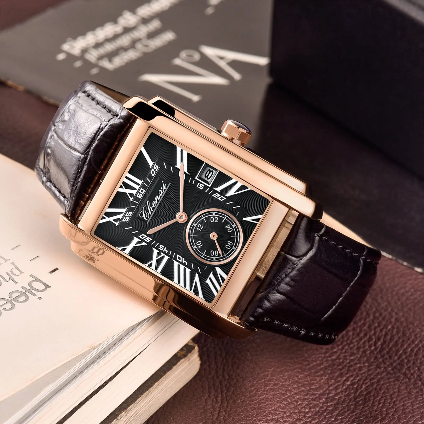 CHENXI 8216 Elegant Waterproof Square Men's Quartz Watch