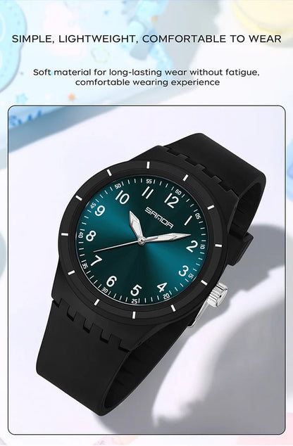 SANDA 9075 Men New Luxury Simple Original Watches Gift Silicone Quartz Wristwatches