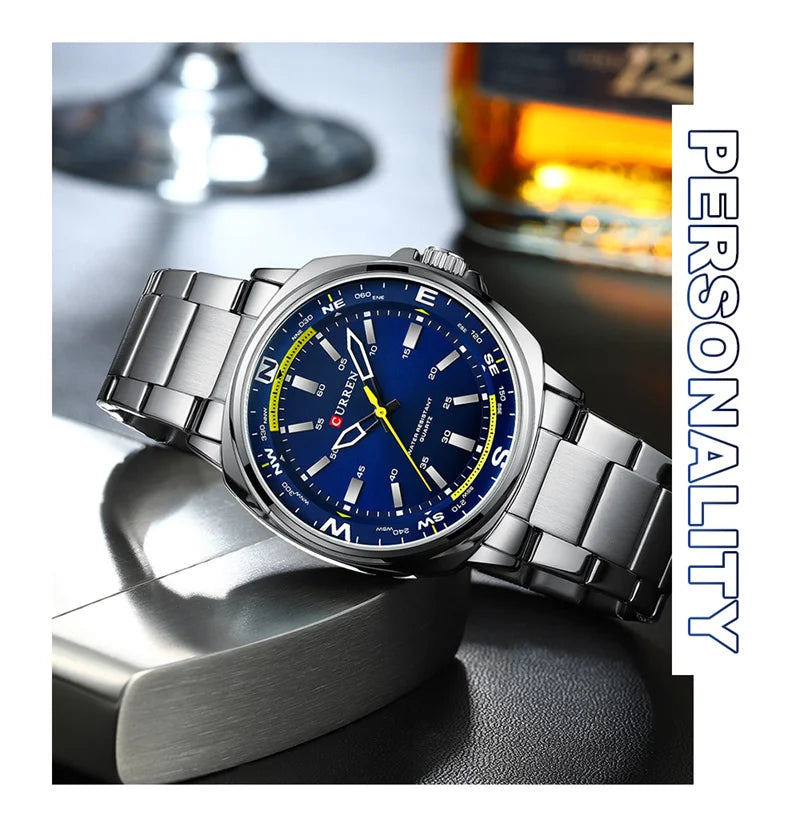 CURREN 8455 Top Brand Classic Business Watches Simple Men Business Stainless Steel Strap