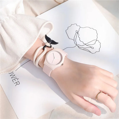 Candy Colors Silicone Strap Quartz Wristwatch Student Watch INS Korean Fashion Trendy Ladies Wristwatch Simple Versatile Clock