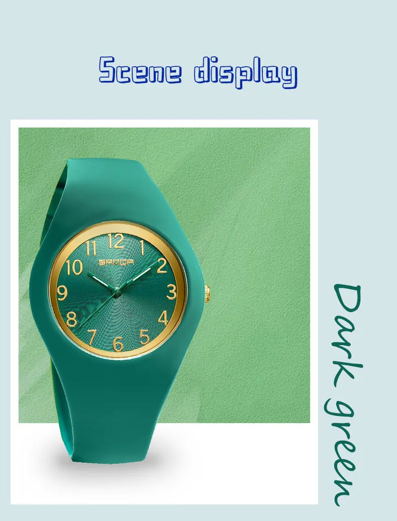 SANDA 6186 Fashion Teenagers Silicone Strap Quartz Watch