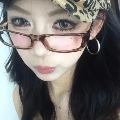 Black Amber VintageY2K Frame Glasses for Women Small Square Eyeglass