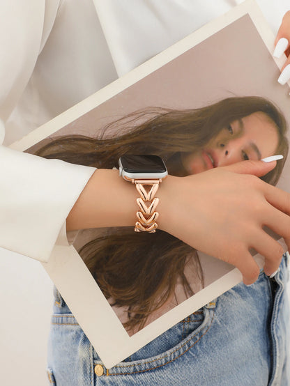 Luxury Gold Watch Band For Apple Watch Stainless Steel Women Bracelet