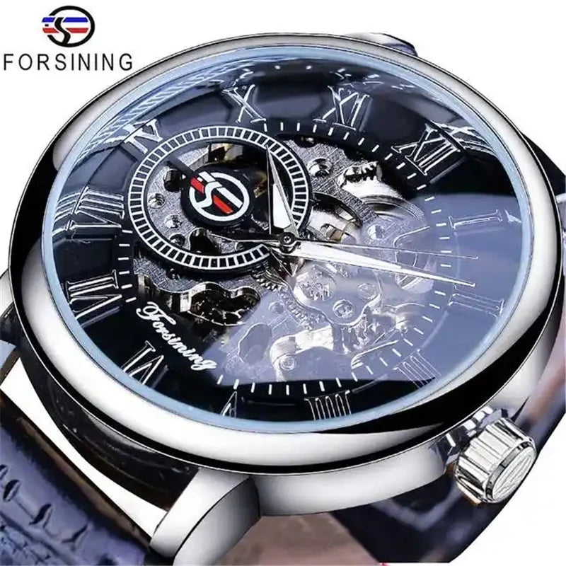 FORSINING 99A Men Mechanical Watches Luxury Fashion Elegant Genuine Leather Strap Wrist Watches for Male Clock
