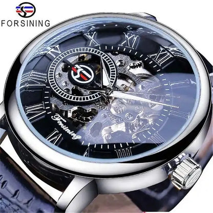 FORSINING 99A Men Mechanical Watches Luxury Fashion Elegant Genuine Leather Strap Wrist Watches for Male Clock