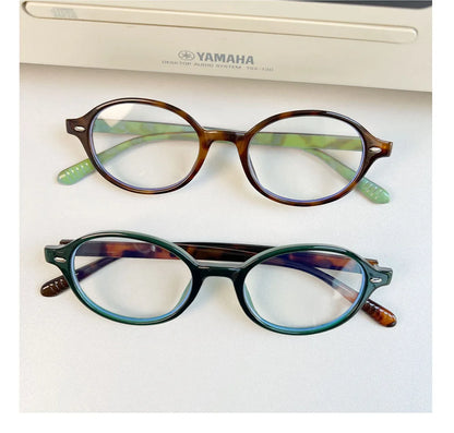 Y2K Retro Blue Green Oval Small Frame Glasses Frame Women's Anti Blue Light Glasses 2023 Fashion Style Eyeglasses Frame Eyewear