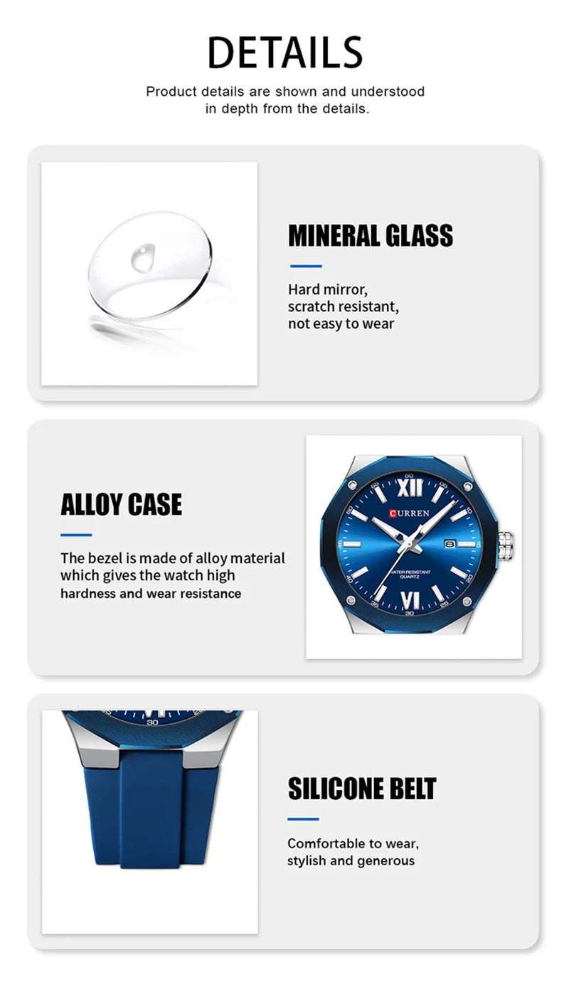 Curren 8465 Fashion Factory Brand Watches for Men  with Date Simple Quartz Clock