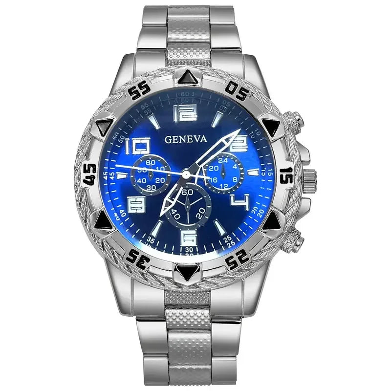 Fashion Men Business Watch Luxury Large Dial Steel Strap Men Quartz Wristwatches Clock Gift Relogio Masculino (Without Box)