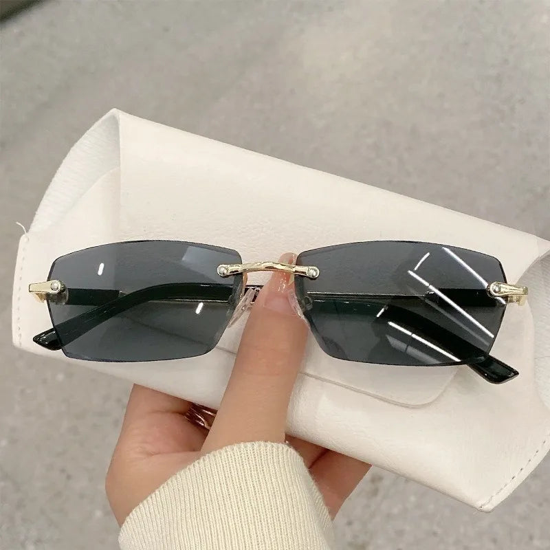 Retro Sunglasses Men Brand Designer Fashion Rimless Sun Glasses