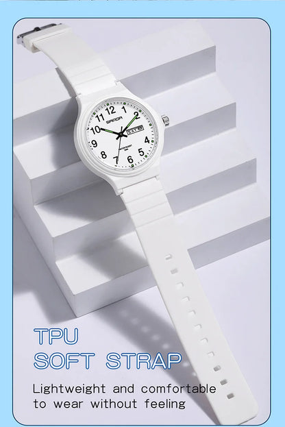 SANDA 9072 Quartz Watch Calendar Light  Weight Minimalism Ladies Women Wristwatches
