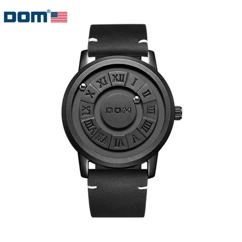 DOM 1345 Fashion New Personalized Floating Magnetic Pointer Free Ball Bearing Creative Waterproof Quartz Watch for Men Clock